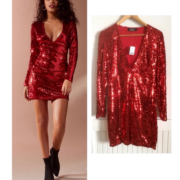sexy red sequin dress